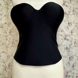 Lilyette Black Ribbed Bustier Sz 36D
